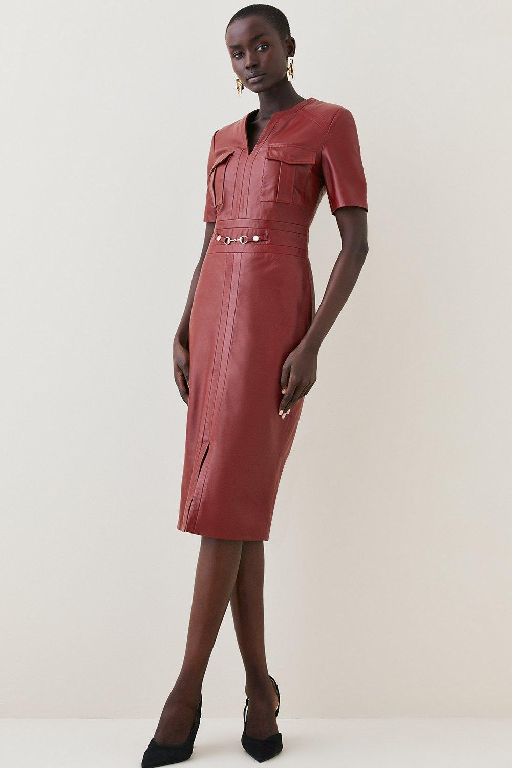 Karen millen leather outlet dress